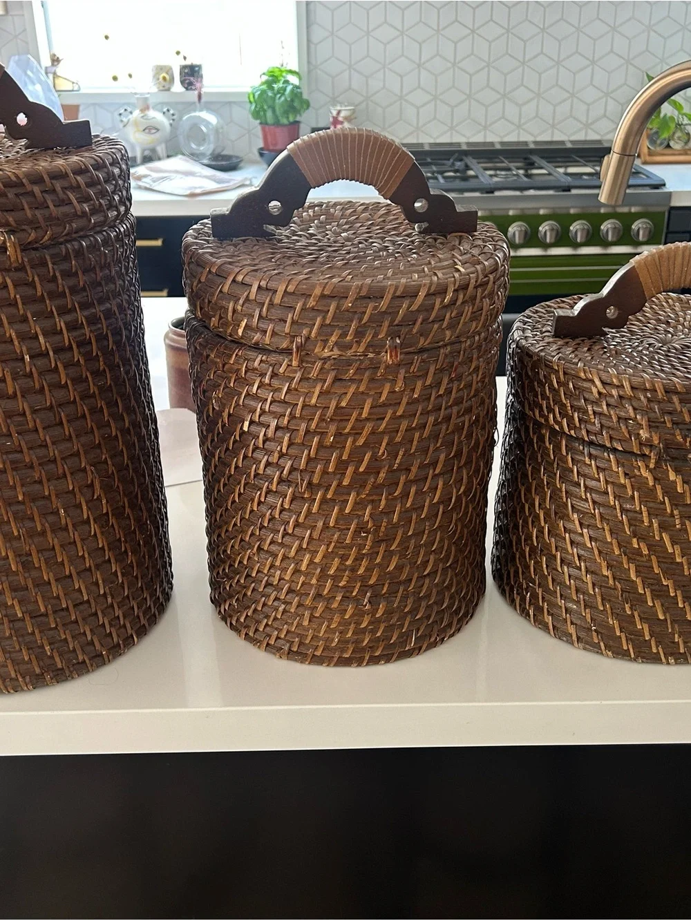 Woven Round Storage Canister Set - Brown